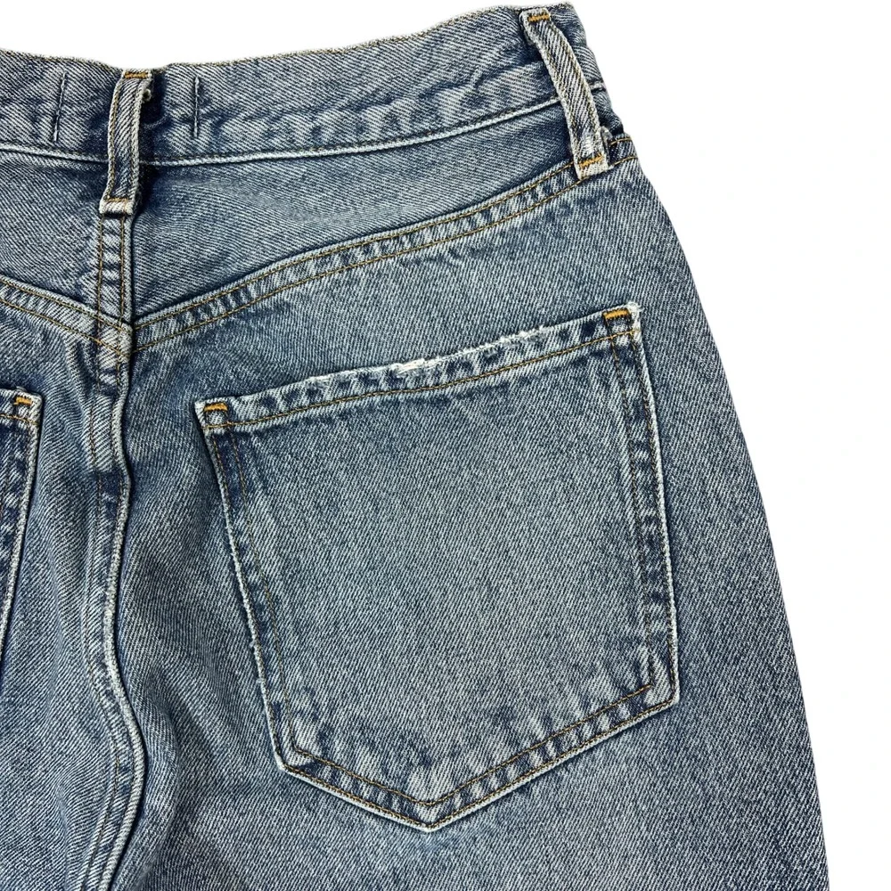 AGOLDE Riley Straight Leg Jeans 26" Distressed Cut Hems High Rise Button Fly - Picture 13 of 14